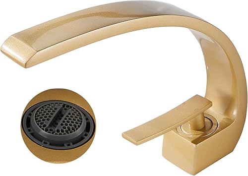 Miniatura 6 de Grifo de baño en cascada de 1 agujero, mango único, grifo de baño moderno mezclado agua fría y caliente, diseño elegante grifo de agua para