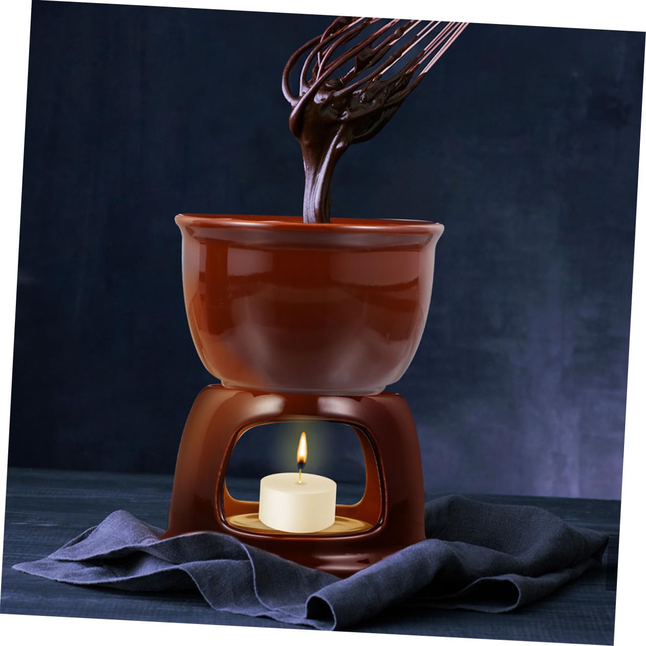 2piezas Horno de Calentamiento de Cerámica Olla para Fondue de Queso Taza de Cerámica para Derretir Chocolate Uso Fiestas y Eventos