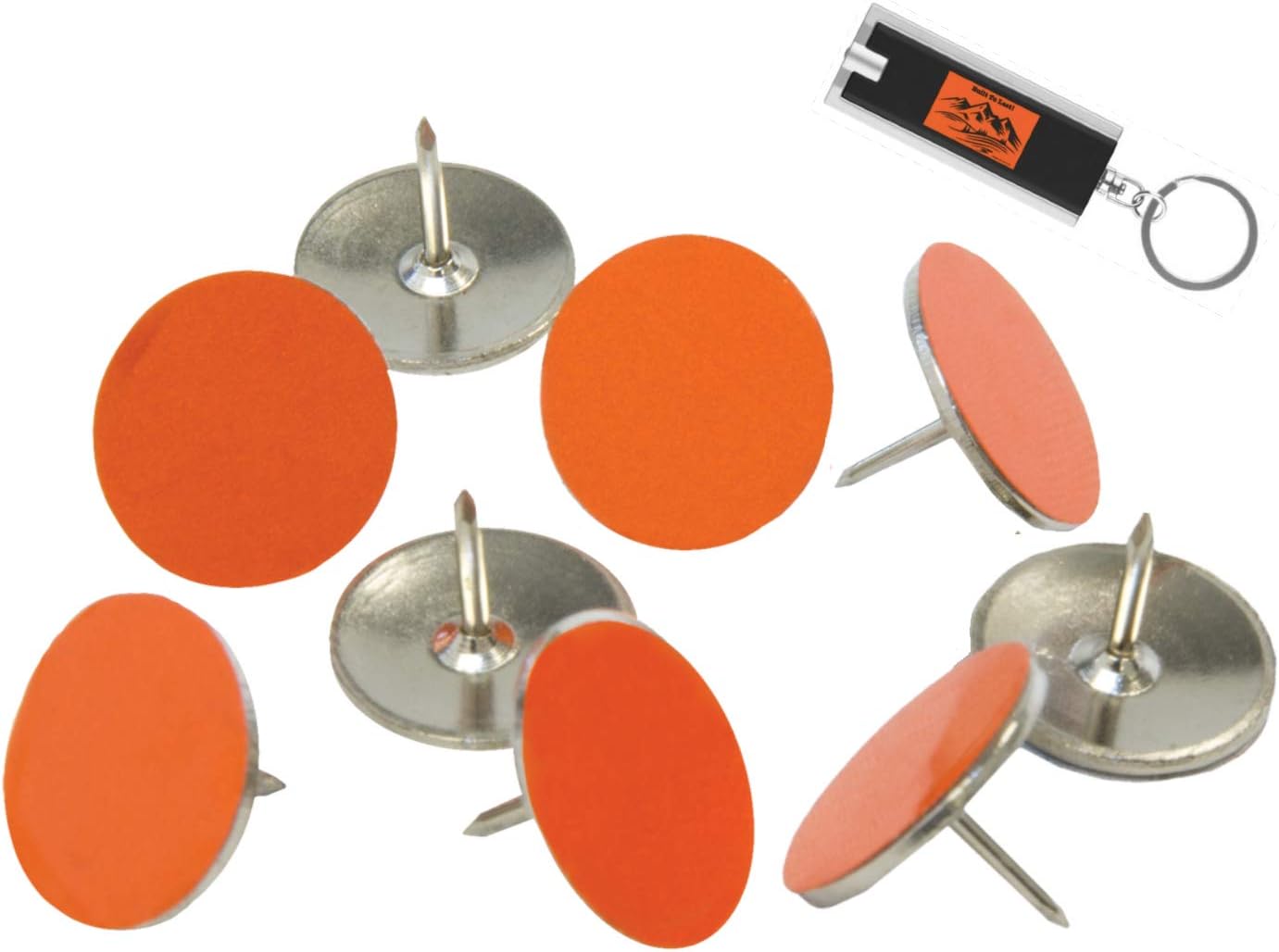 Orange Reflective Tacks 100 Pack Trail Marking Tacks, Glow Tacks