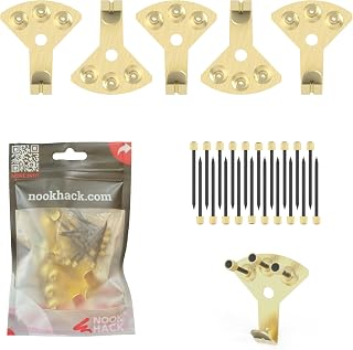 Picture Hook with 3 pin Fixing | Easy Strong Picture Hanging | Heavy Duty Plaster Wall Photo/Heavy Mirror Hanging Kit (5 Pack)
