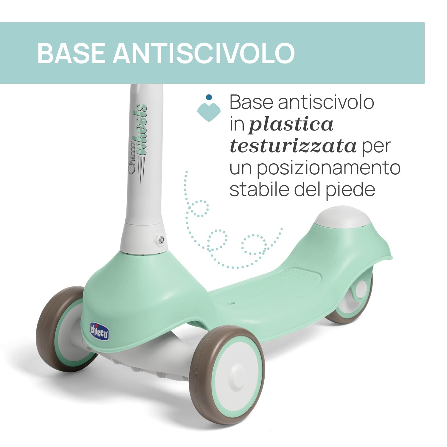Chicco Monopattino Evolutivo 2 in 1, Cavalcabile da 1 Anno, Monopattino dai 2 Anni, Portata Max 20 kg, Manubrio Sterzante e Ruote Gommate, Leggero e Facile da Trasportare, Cavalcabile per Bambini