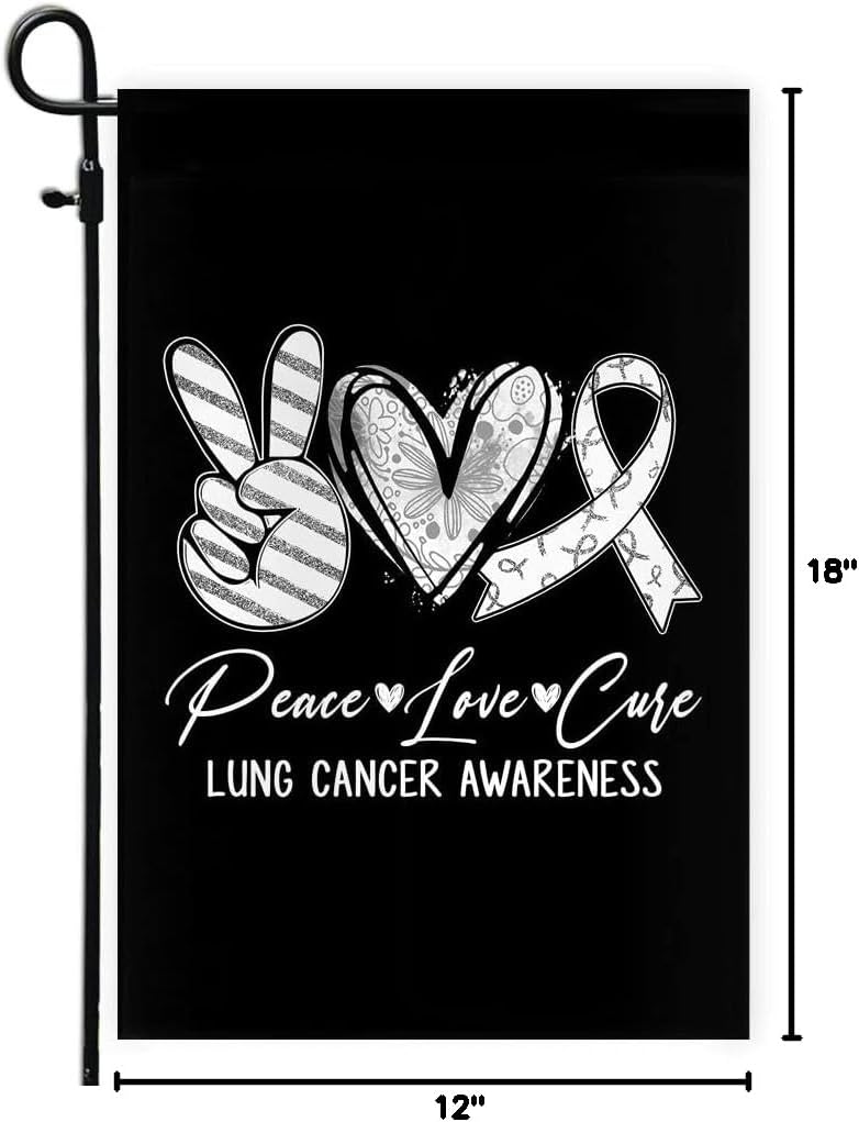 Peace Love Cure White Ribbon Lung Cancer Awareness Flag (12" x 18") USA Garden Flag Premium Decorative Yard Outdoor Flags