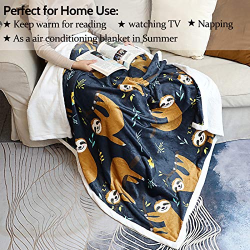 Zevrez Sloth Blanket Cute Sloth Gifts For Adults Kids Sloths Lovers Gifts Soft Lightweight Flannel Fleece Throw Blanket With Sloths (Sloth 3, 48"X60") #TOP2