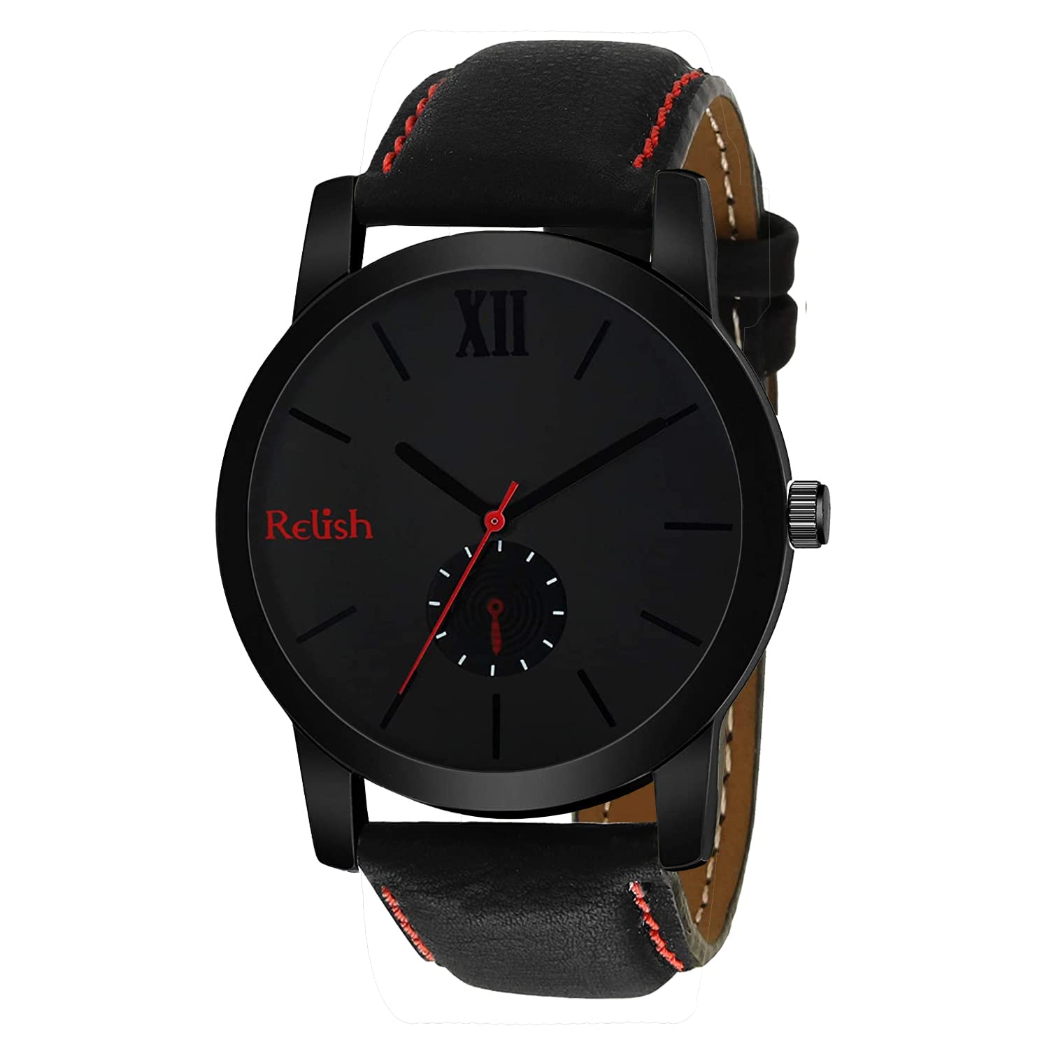 Relish Casual Analog Black Dial Mens Leather Strap Watch (Brown) (Black) (B0B42VRH8N) Amazon Price History, Amazon Price Tracker