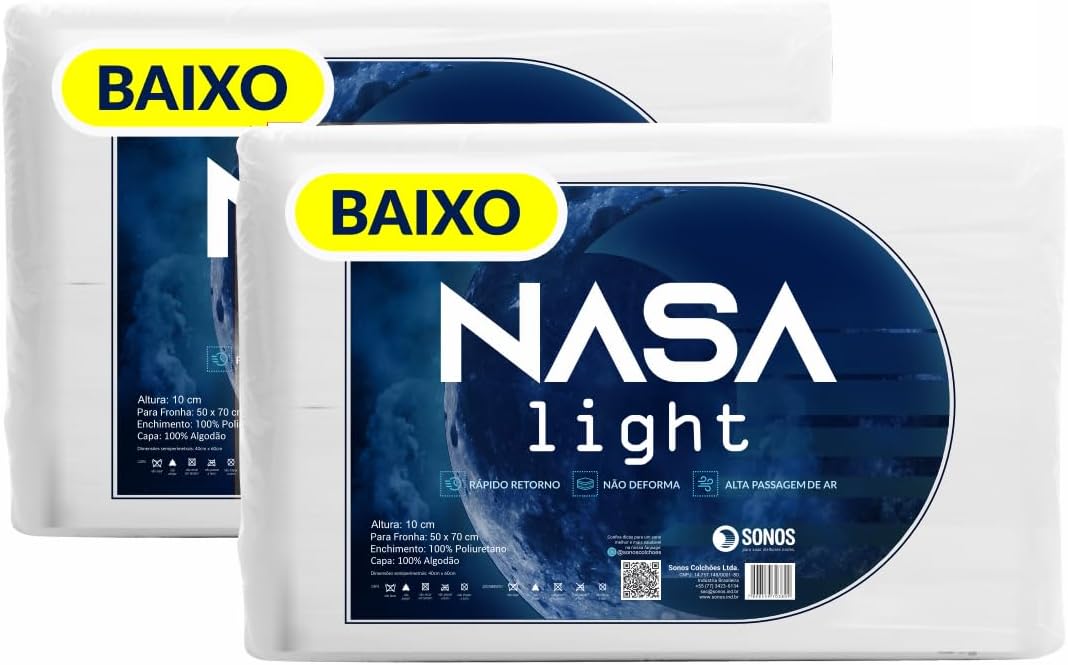 Kit Travesseiro Infantil Nasa Light Baixo Sonos 2 Unidades