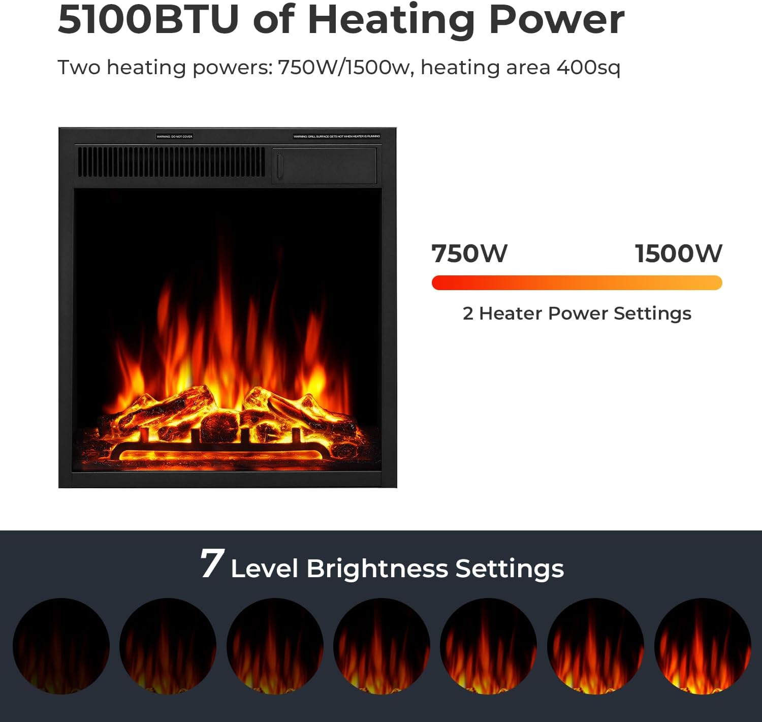 R.W.FLAME 43” Corner Electric Fireplace Mantel Wooden Surround Firebox, TV Stand with Freestanding Electric Fireplace, Remote Control, Adjustable Led Flame, 750W/1500W Black