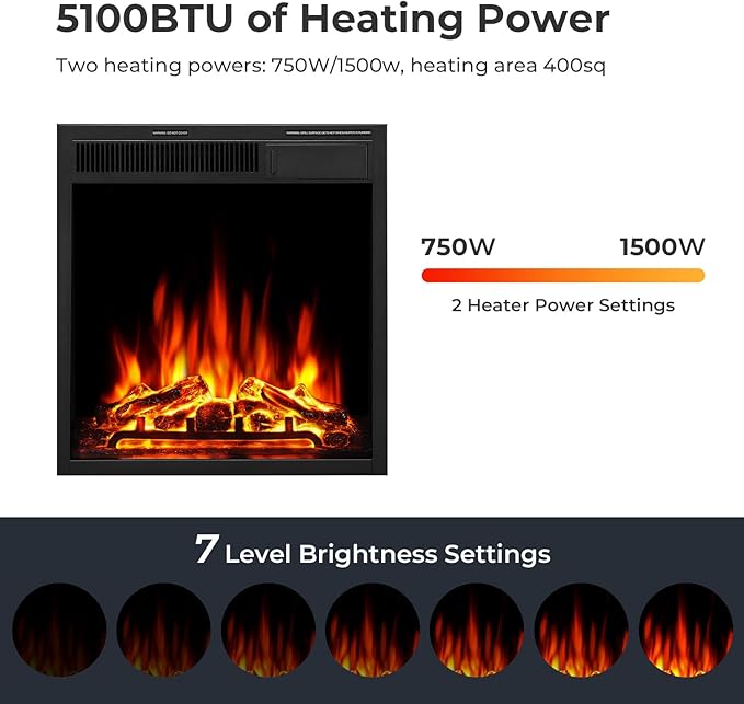 Chimenea Eléctrica R.W.FLAME 43" Esquinera Blanca Perlada miniatura 5