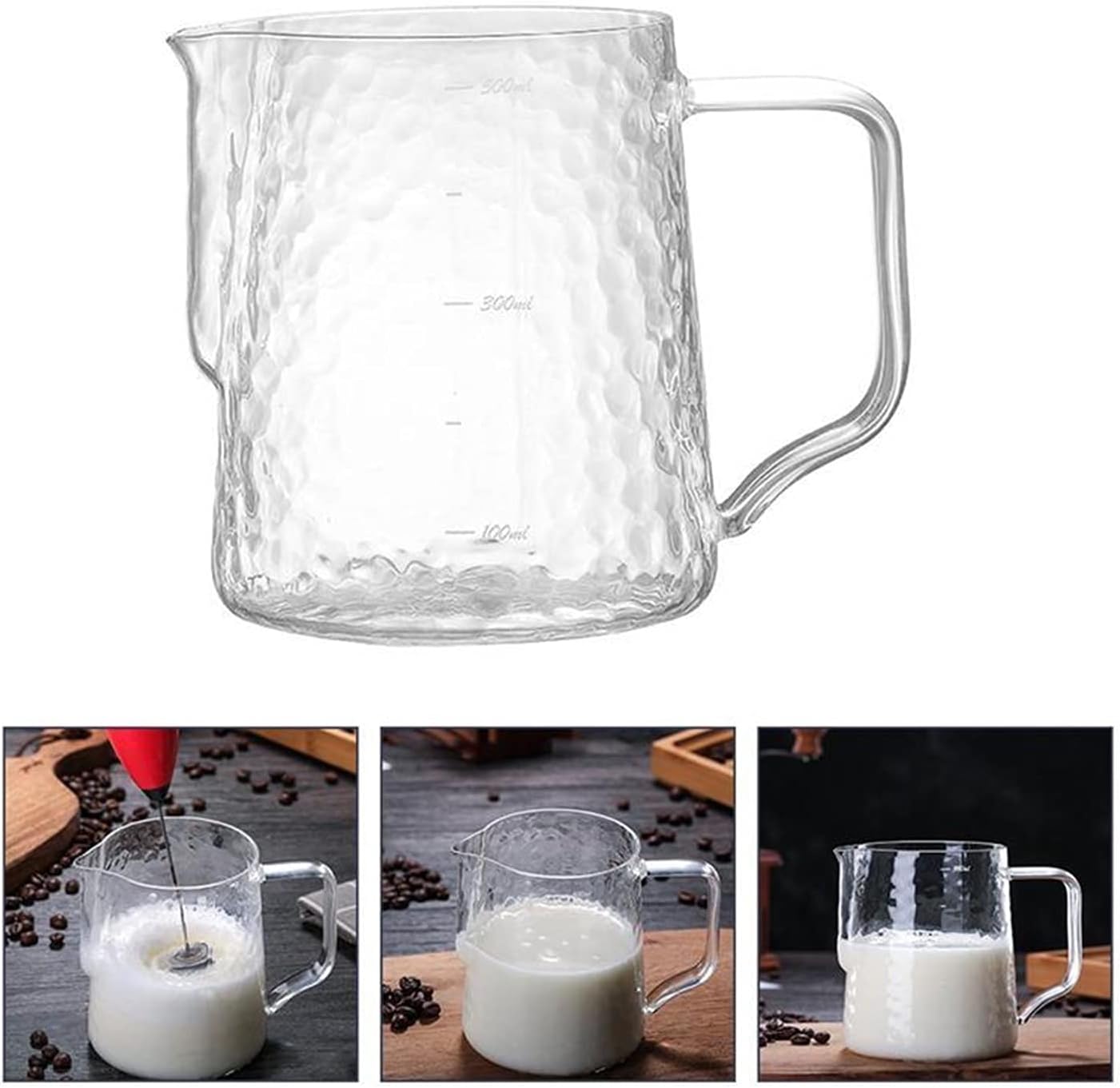 Saucer 500ml Thicken Frothing Pitcher Cup Glass Espresso Coffee Measuring Cup Coffee Frothing Cup for Home Dish