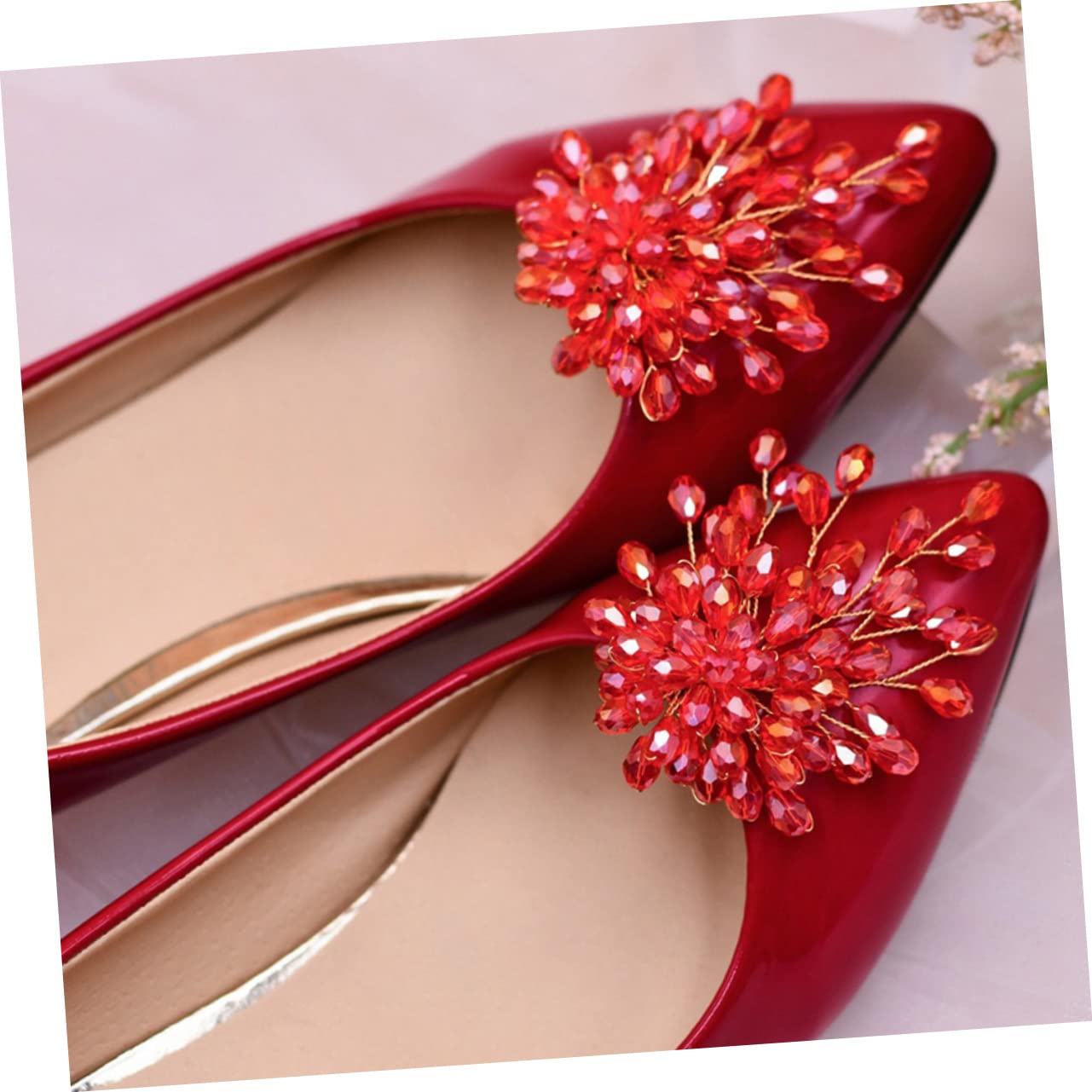 PACKOVE fermaglio per scarpe da sposa civili per la sposa scarpe sandali da donna clip per shoe clip arredamento fibbie decorative per cristallo rosso