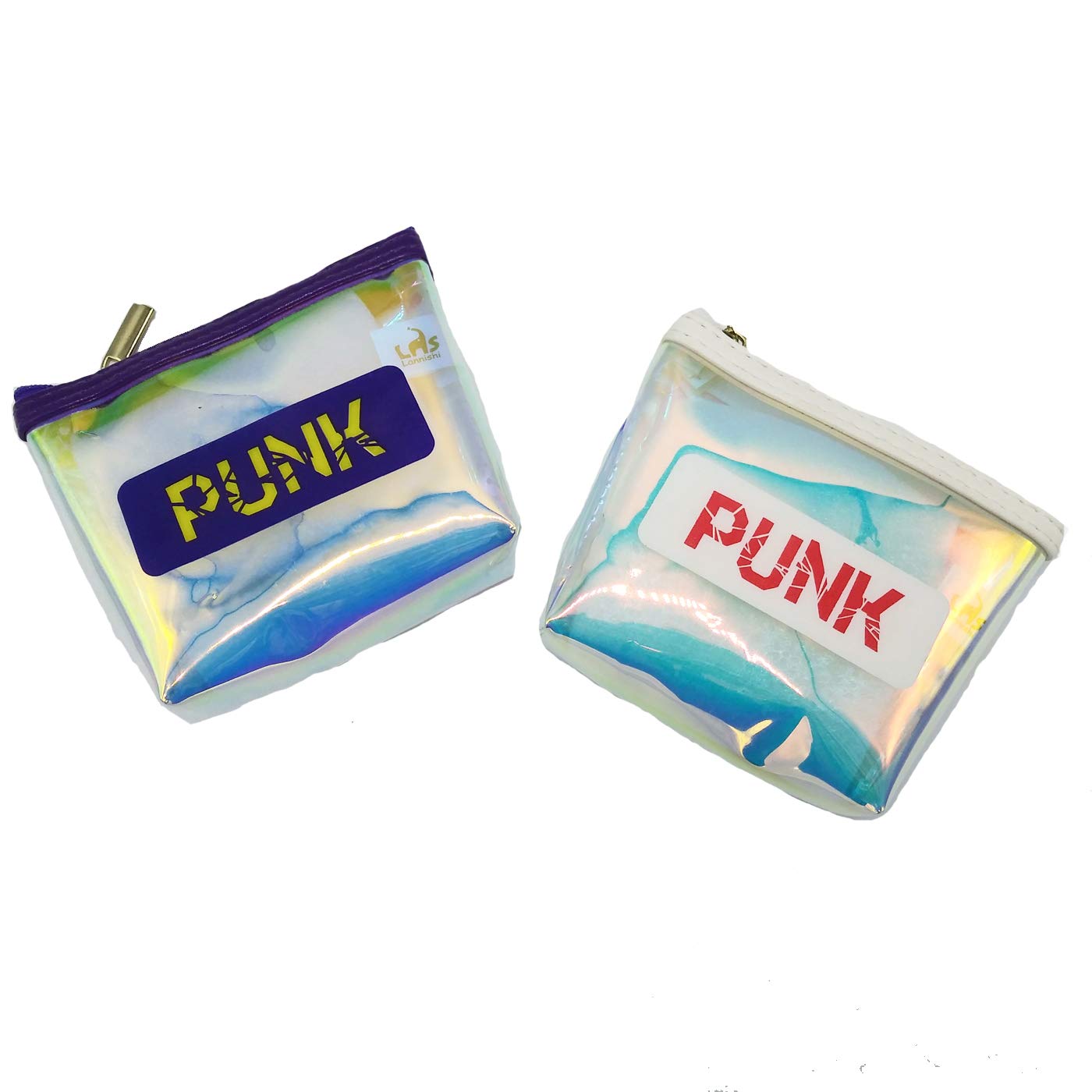 Kivalo Transparent PVC Laser Small Coin/Earphone/Jewelry Pouch for Girl/Women/Kids (Assorted)