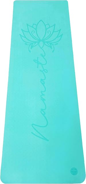 Non Slip Yoga Mat 6mm Thick, TPE Yoga Mat with a Carrying Strap, Home Workout, Light Weight Travel Pilates Mat Women, Fitness Gym Mat, Namaste