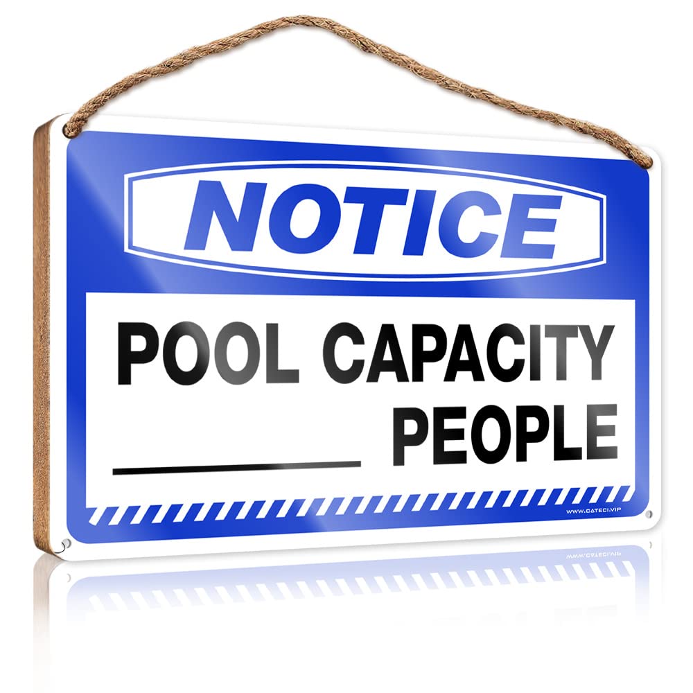 Yyhleh Men's One Color Hanging Plaque Sign Notice Pool Capacity_ People Wooden Sign(23X35cm)