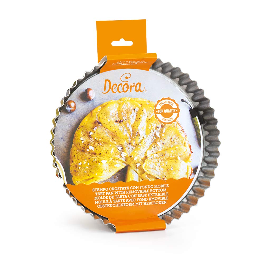DECORA 0070018 Non-Stick Tart PAN Ø 28 X 3,5 H CM W/Removable Bottom, Acciaio, Grey