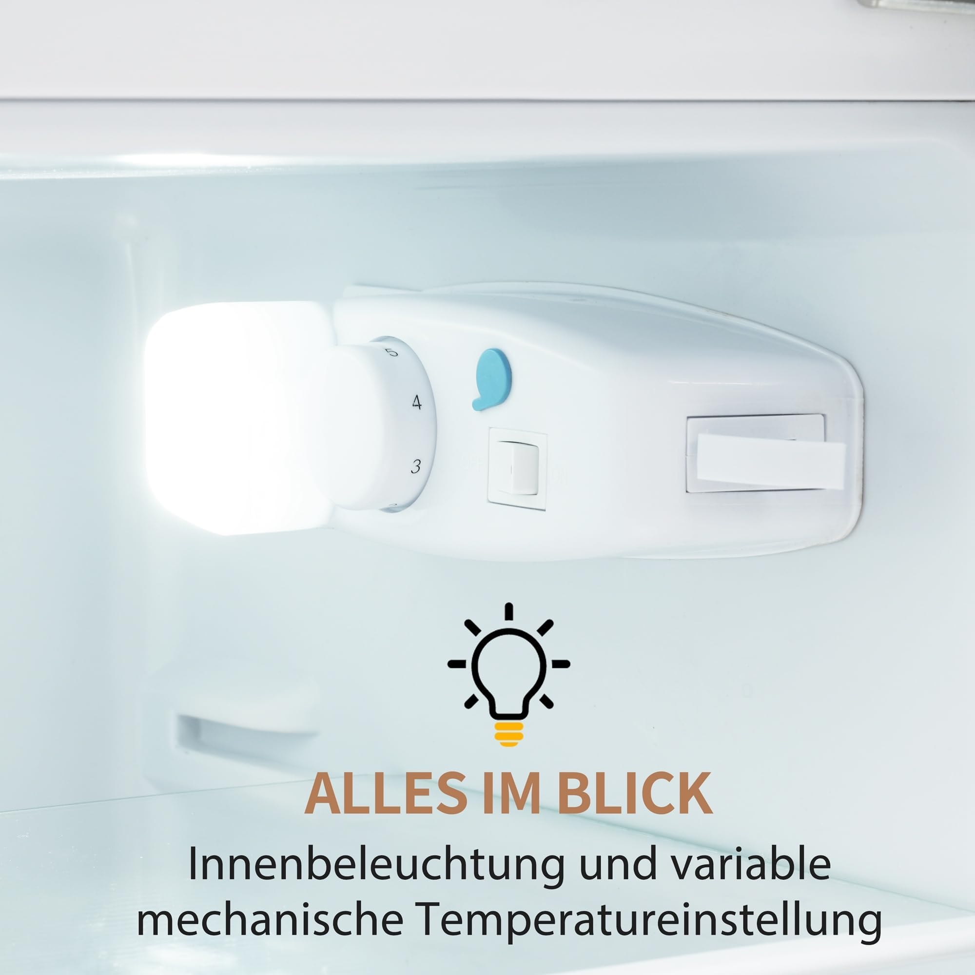 Retro-Kühlschrank, Kühl-Gefrier-Kombination, 92 Liter (mit 28 Liter Gefriervolumen), 116 kWh/Jahr, 105.5 cm hoch, Zweitürig, -27°C ~13°C, LED-Licht, Weiß