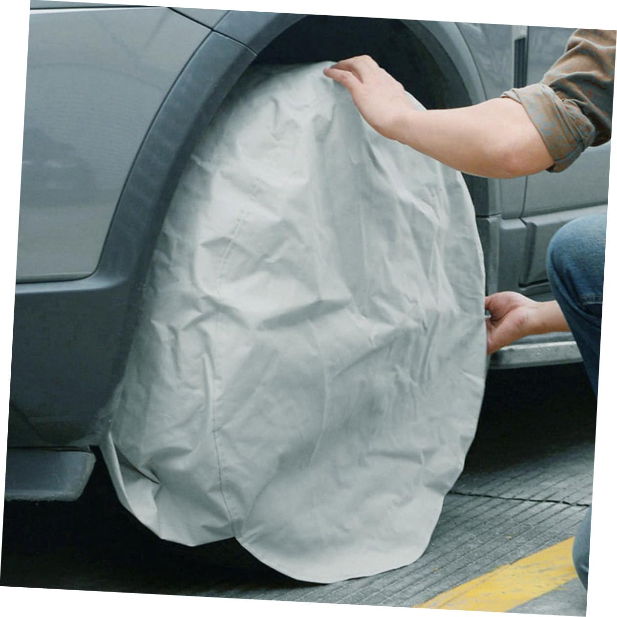 Mikinona 4 pezzi Copriruota Impermeabili Protettivi per Pneumatici con Protezione Antigraffio per Auto Camper e Caravan