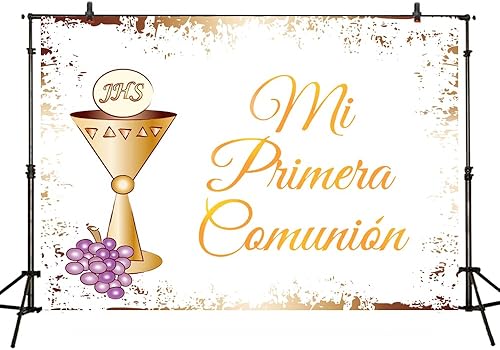 Telón de fondo de 7 x 5 pies para la primera comunión Mi Primera, fondo de fotos de bautismo para recién nacidos, baby shower, fiesta de Mi Bautizo,