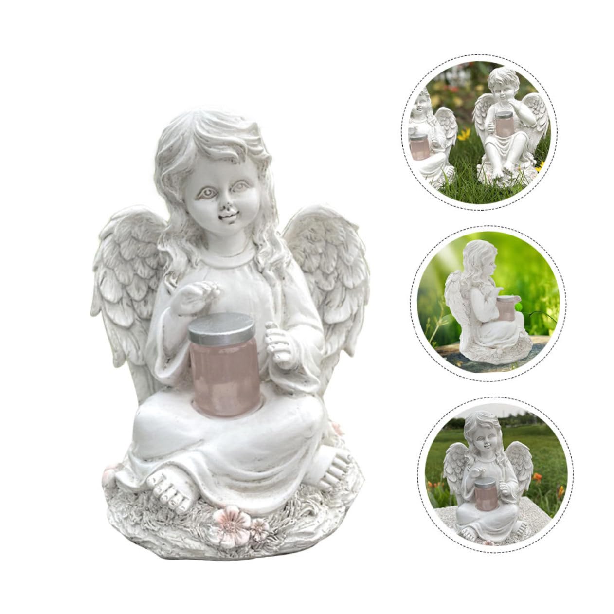 Solar Powered Resin Angel Statue Creative Garden Sculpture Outdoor Decor Unique Artistic Home Ornament