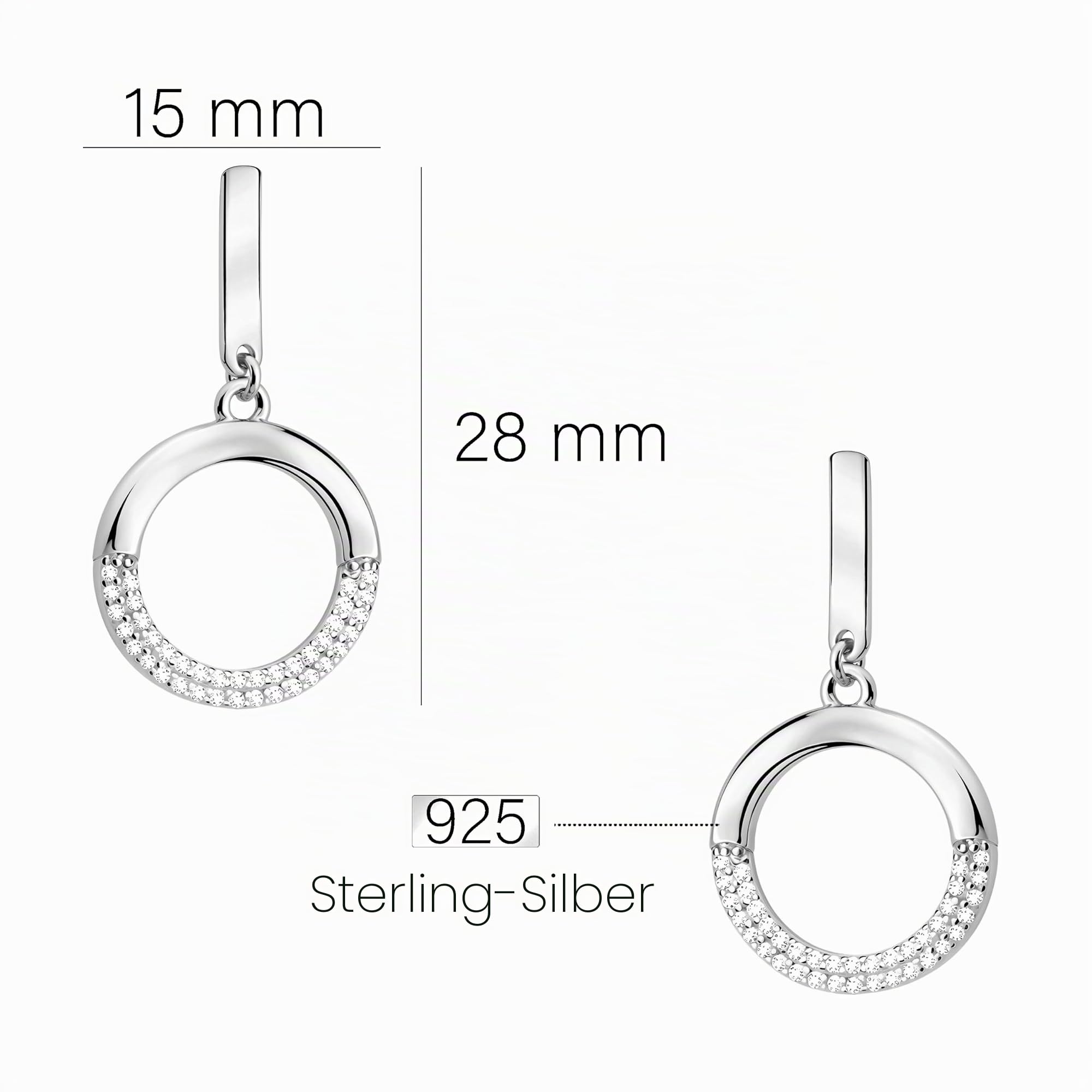 SOFIA MILANI - Damen Ohrringe 925 Silber - mit Zirkonia Steinen - Kreis Ohrhänger