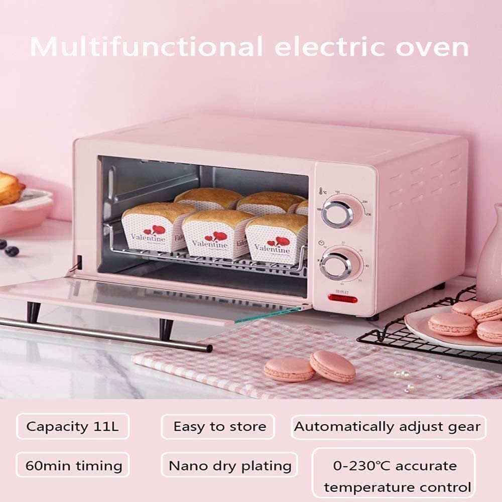 11L minipiekarnik elektryczny 1000W piekarnik maszyna do chleba domowego piec do pieczenia ciast gotowanie grill, pieczenie, tosty 60-minutowy zegar 0-230 ℃ regulacja temperatury (Color : A)
