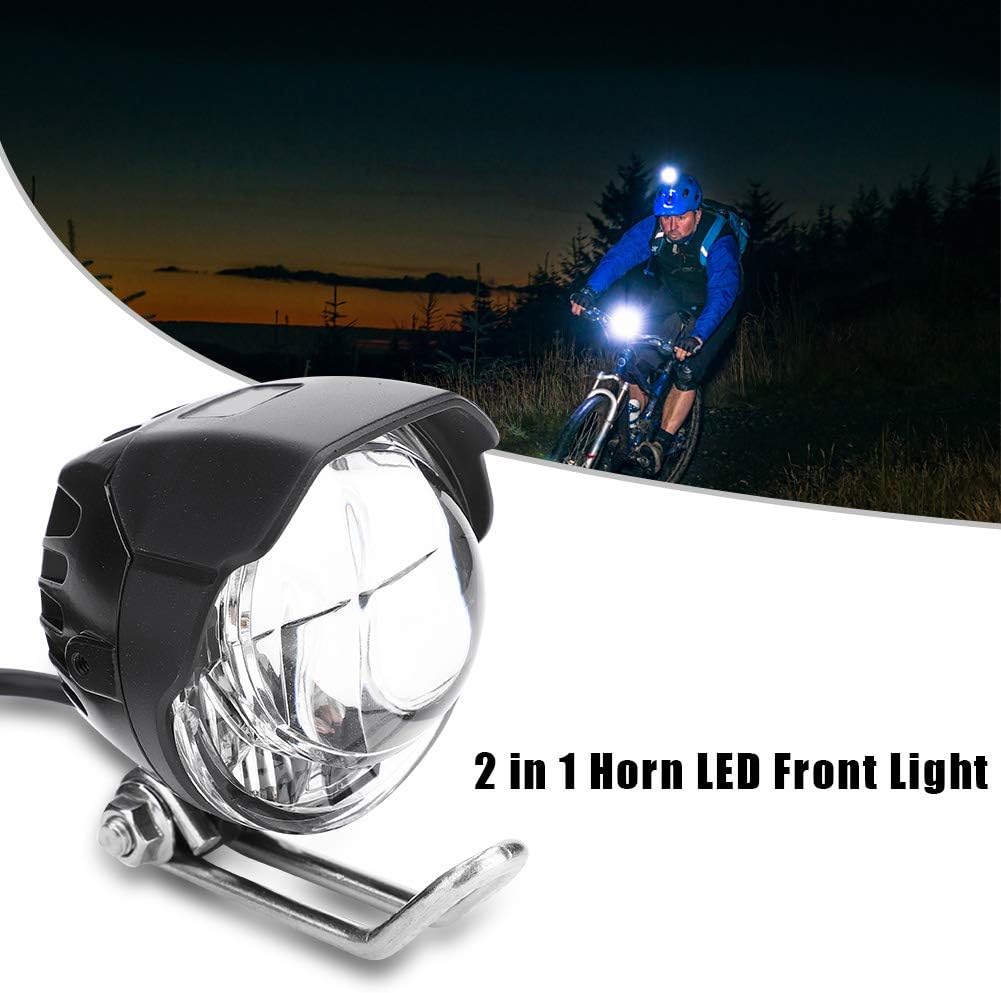 Horn Light, 2 in 1 LED Horn and Front Light, Electric Bike Light, 12V-80V Wide Voltage for EBIKE Scooter Motorcycle Commuters and Outdoor Enthusiasts