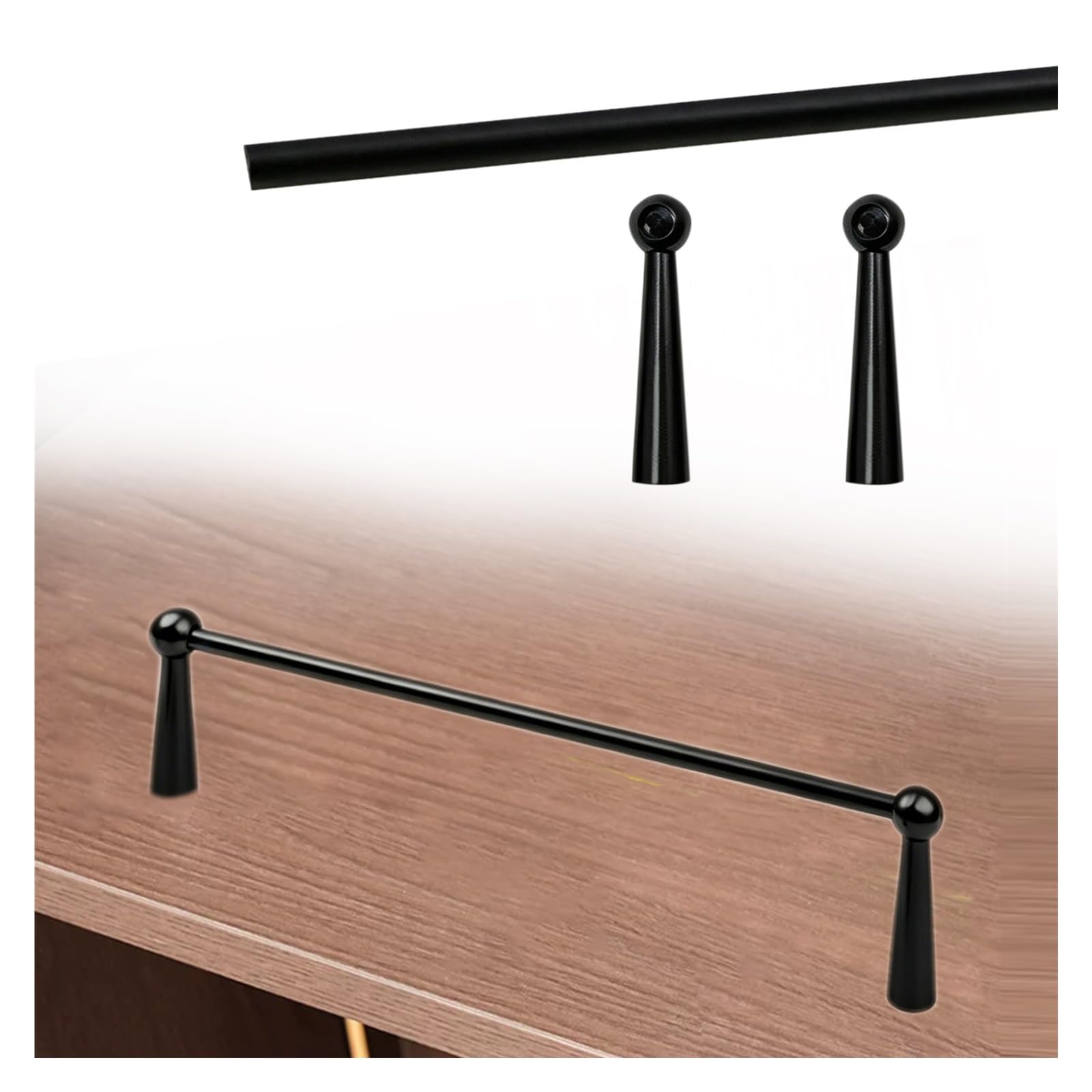 Hphdfs Style B Decor Shelf Rail Guard Black 50 55 60 65 70 75 80Cm, Bookcases Indoor Storage Areas Anti-Fall Railing, Custom & Removable Cabinet Guardrail Bar With 2 End Post(,20Cm/7.9In)