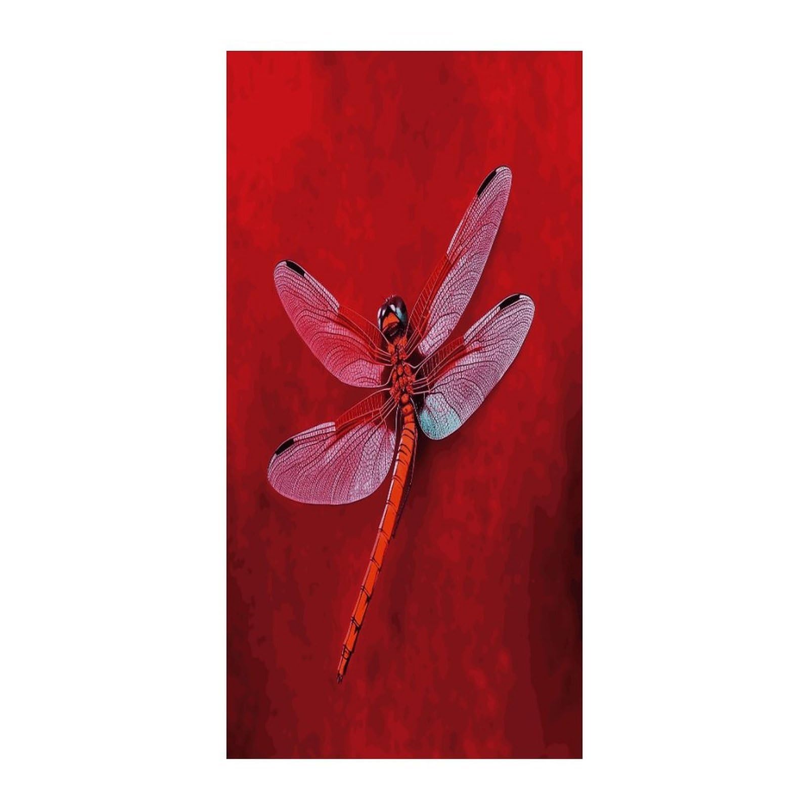 Fekiloot Style Dragonfly On Red Background Door Curtain Room Divider Curtains