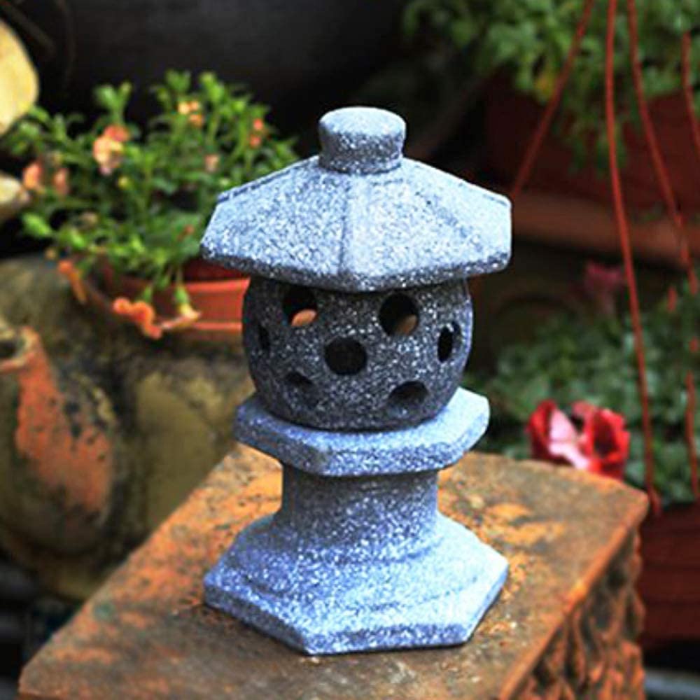 Outdoor Decor Statue for the Home Yard Decoration Sculpture Garden Ornament Figurine Japanese-style Concrete Candlestick - Imitation Stone Vintage Oriental Kek Lok Si Pagoda/Lantern (Color : B+21cm)