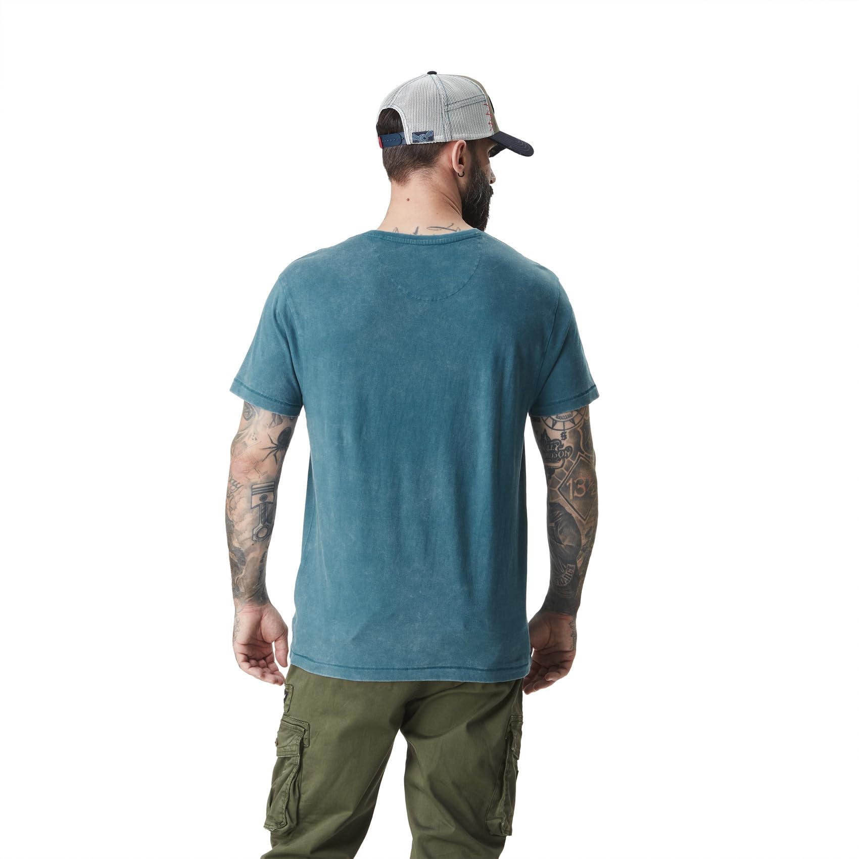 Tee Shirt Homme 100% Coton, T-Shirt Homme Wolfy, Col Rond & Regular fit, Bleu Taille XXL