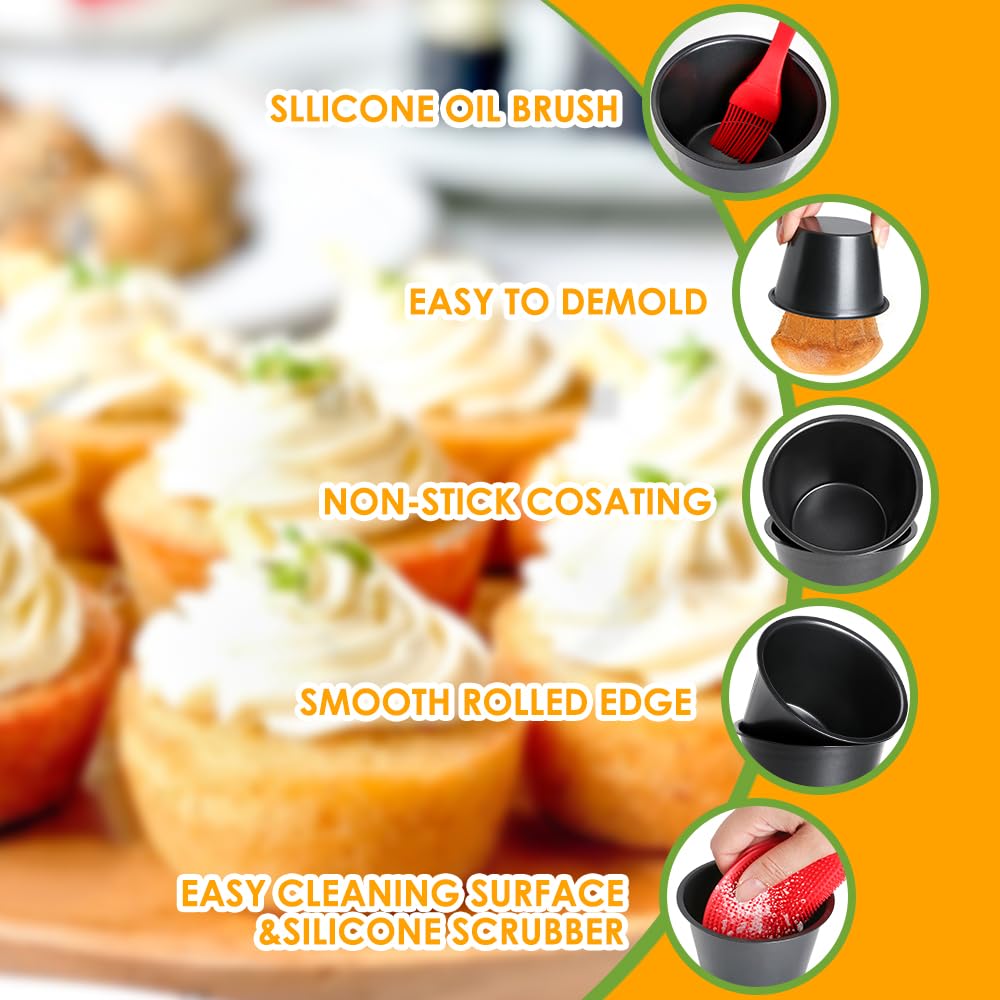 Quyimy Carbon Steel Pudding Moulds, 4 Pack Dariole Moulds Muffin Tin - Image 3