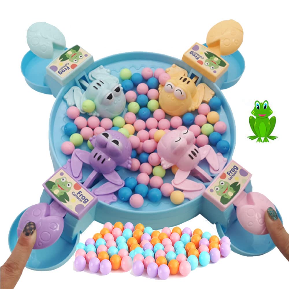 Beauenty Hungry Frogs Family Board Game – Intense Game of Quick Reflexes – Classic Board Games Fun,4 Player Frog Toy Eat Beans Desktop Games for Kids 3 +Years (A)