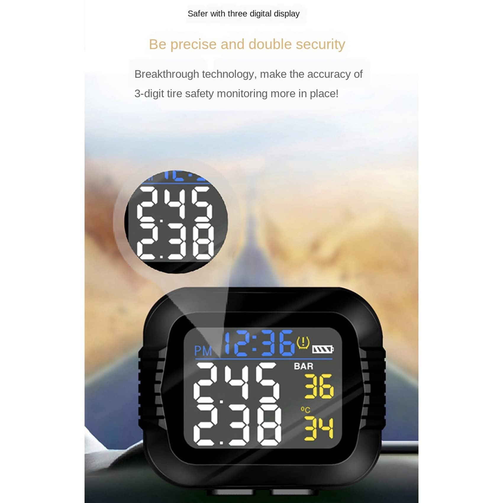 2X System de Monitoreo de Presión de Neumáticos en Tiempo Real para Motocicletas A Prueba de Agua Pantalla LCD Inalámbrica con Sensor Externo Moto TPMS