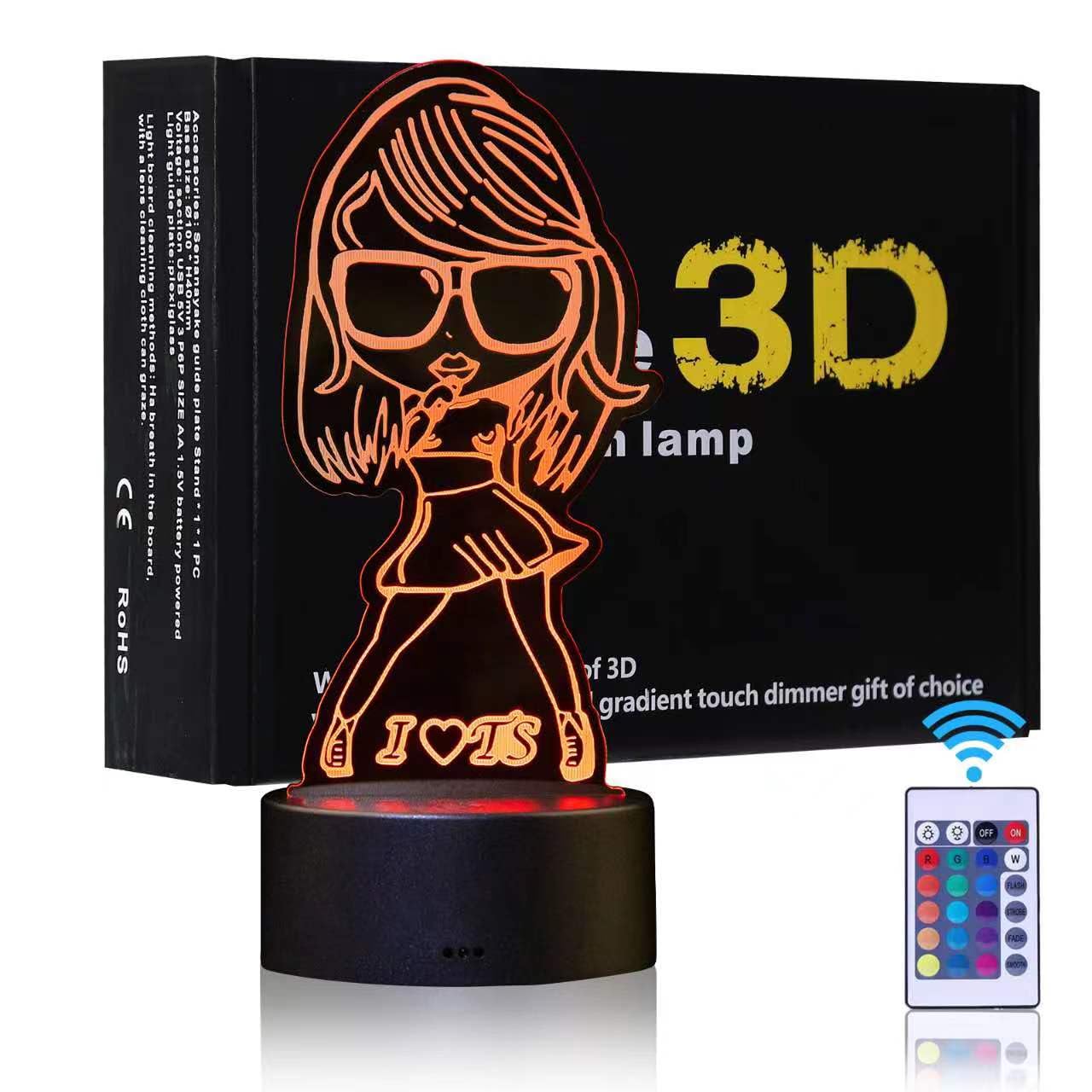 3D Night Light LED Lamp 16 Colors Changing Dimmable with Remote Room Decor for Teens Boys Girls Birthday Gifts Christmas