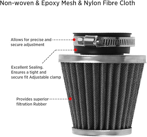 Miniatura 4 de Evermotor Limpiador universal de carburador de filtro de aire de acero de doble capa de 1.654 in, 1.693 in, 1.732 in, para motocicleta, scooter,