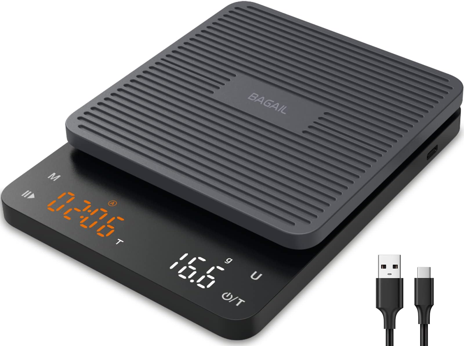 BAGAIL BASICS Coffee Scale with Timer, 0.1g High Precision Kitchen Scale, Pour Over Coffee Scale, Drip Espresso Scale with Auto Tare, Touch Sensor and Silicone Cover - 6.6 lbs/3 kg