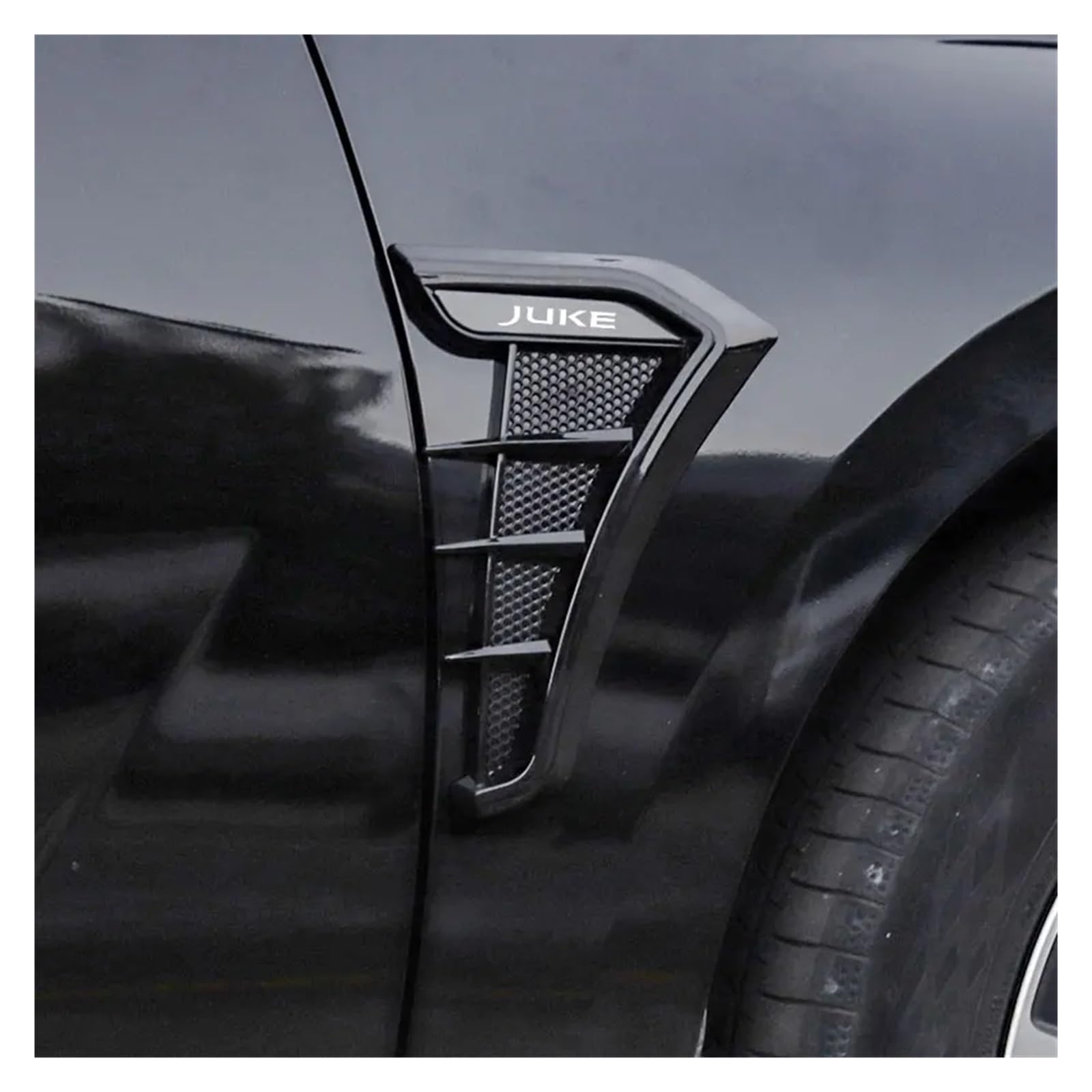 Boczne nawiewy błotnika Przepływ powietrza Otwór wlotowy Naklejka na maskownicę, pasuje do Nissan Juke osłony wylotów powietrza w zderzaku bocznym(Carbon fiber)