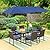 Sophia & William 8 Pieces Patio Dining Set with 13 Ft Navy Double-Sided Twin Umbrella, Outdoor Rattan Chairs & Metal Table Set with Cushions and 1.57" Umbrella Hole for Backyard Porch Poolside