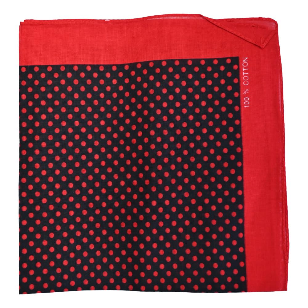 The Tie Company Unisex Red Bandana Polka Dot Headwear Wrap Neckerchief Large Cotton Bandanas Scarf Headband - Polka Dot