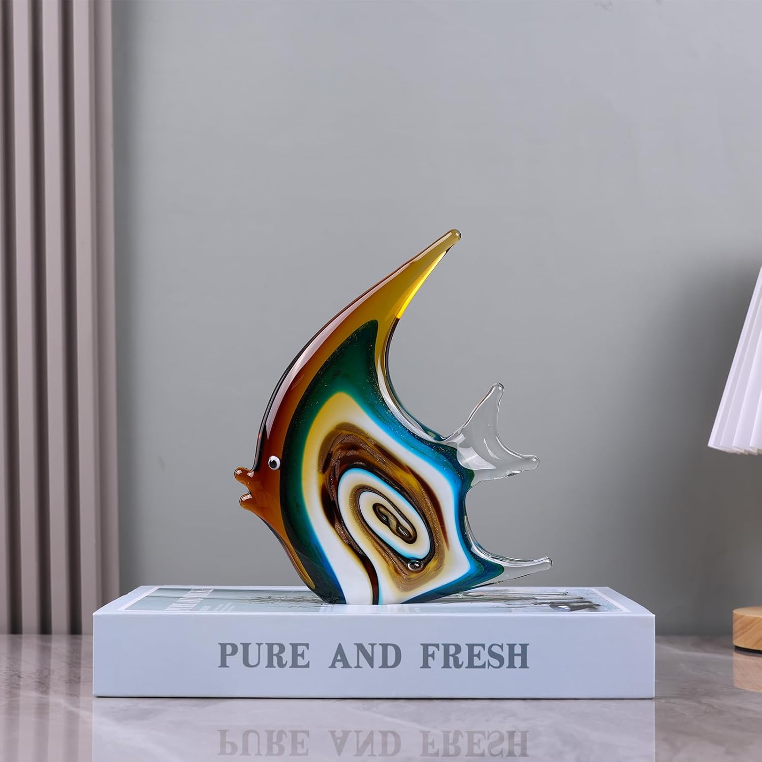 DOVDOV Hand Blown Glass Fish Sculpture, red and Colorful Glass Fish Decorations, Colorful Home Decorations for Bookshelf, Office, Living Room TV Stand, Room Decor Aesthetics. - Image 6