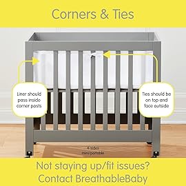 BreathableBaby Mini Crib Breathable Mesh Liner, Classic 3mm Mesh, White, Size 4M Covers 4 Sides FITS MINI Cribs with 38x24 Mattress ONLY