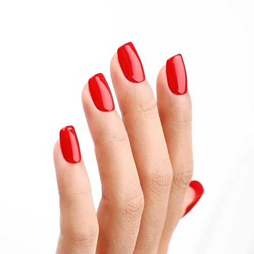 Miniatura 3 de Esmalte en gel, 1 unidad de esmalte de uñas de gel rojo fuego de 0.5 onzas líquidas, esmalte de uñas de gel semipermanente LED UV, arte para