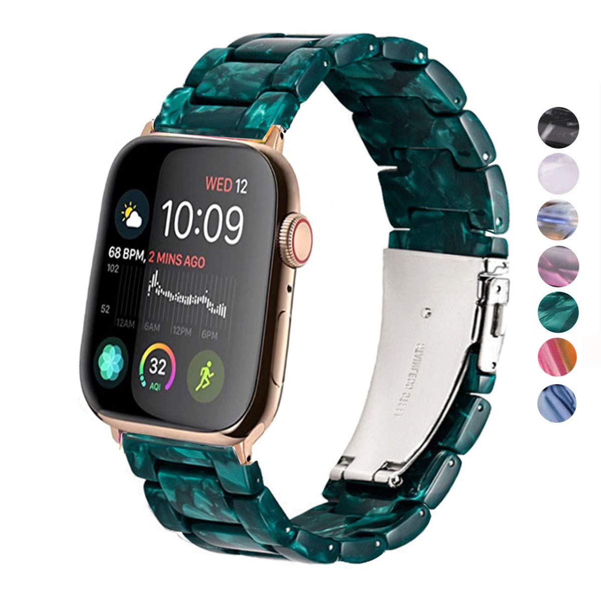SPINYE Band Compatible with iWatch 38mm 40mm 41mm 42mm, Colorful Resin Replacement Bracelet Strap for Apple Watch Series 10/9 / 8 / Ultra / 7 / SE / 6