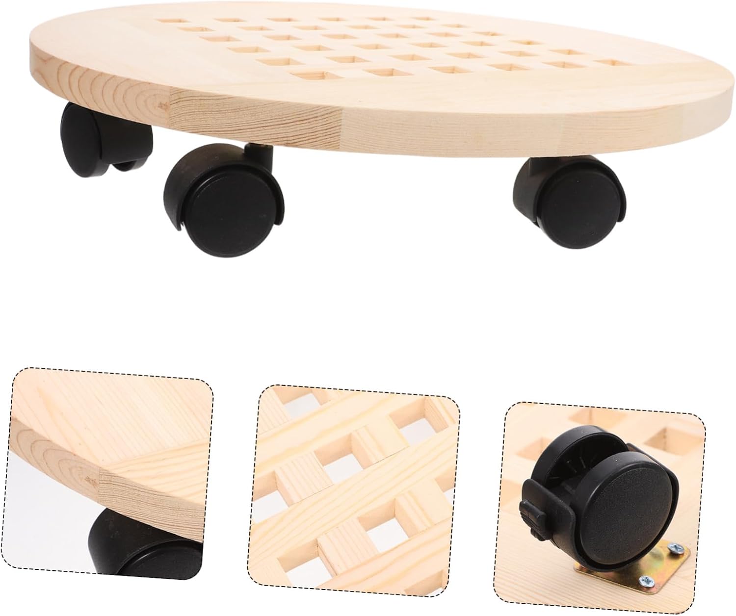 Mikikit Flowerpot Movement Tray Planter Base Plant Stand Nonslip Coaster Casters for Easy Rearrange