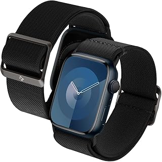 Lite Fit Band designed for Apple Watch Band Series 10 (46mm), Series 9/8/7 (45mm), Series 6/SE/5/4 (44mm) and Series 3/2/1 (42mm) Nylon Solo Loop strap - Black