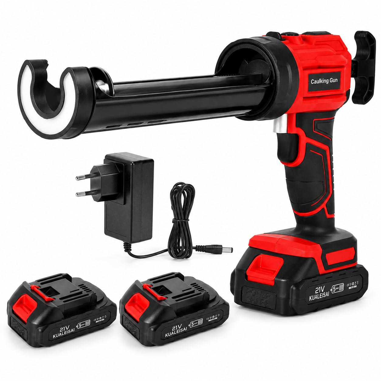 Pistola de silicona eléctrica, pistola de cartucho inalámbrica, batería de 1500 mAh, iluminación LED, 4 velocidades regulables, compatible con sellador de 300 ml, para sellar paredes y balcones (2