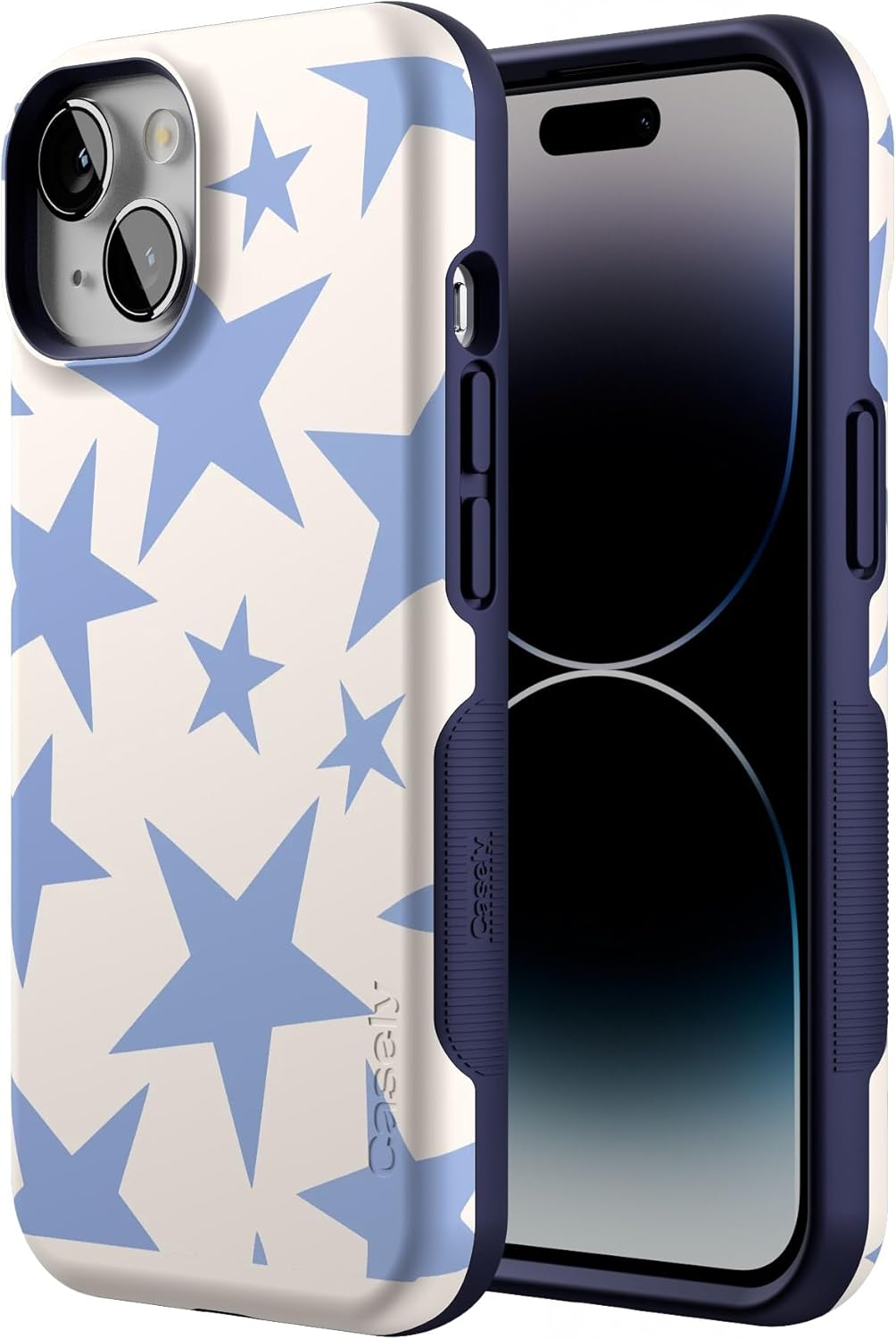 Casely iPhone 14 Case | Stars Align | Blue & White Stars | Bold Protective Design | Compatible with MagSafe