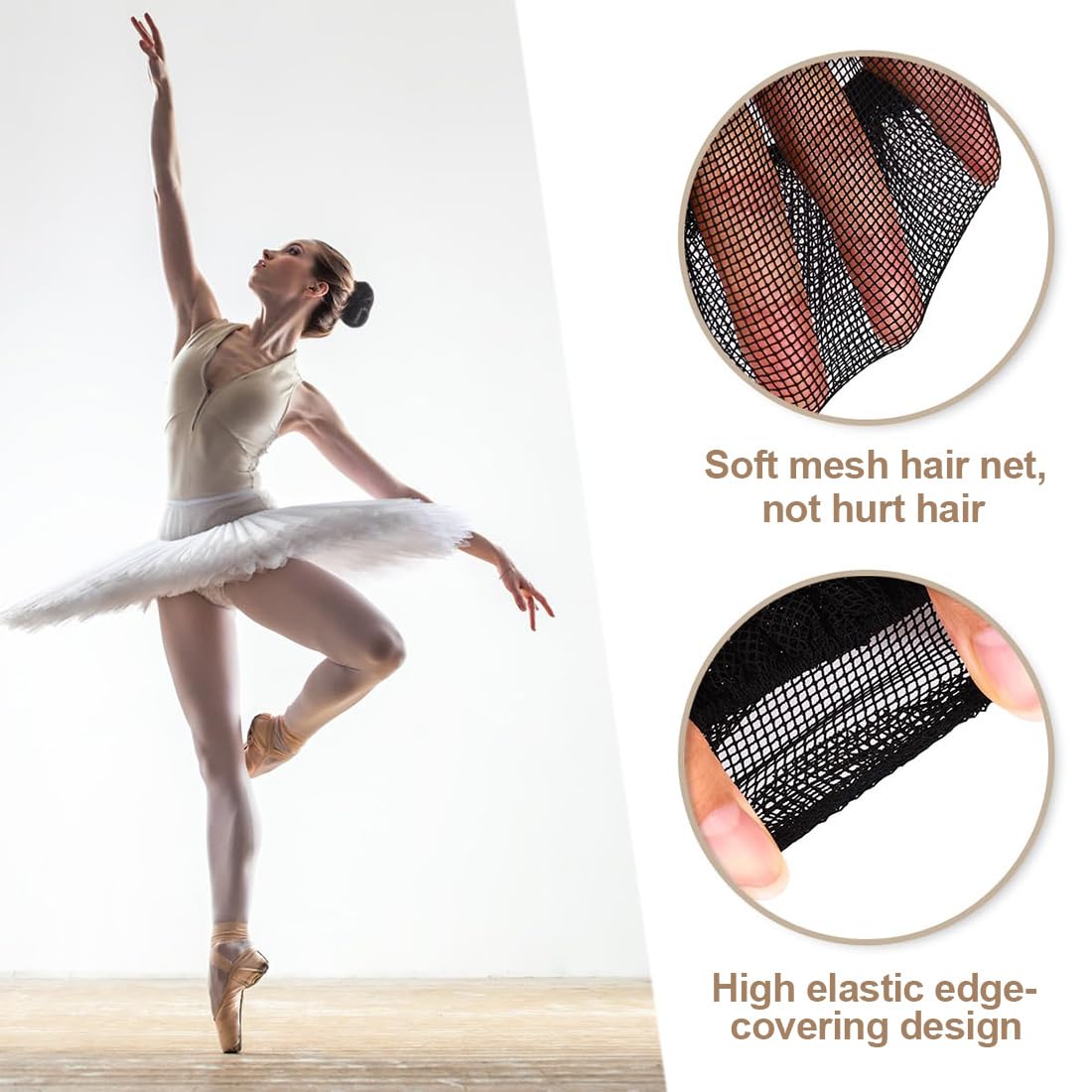 Redecilla para Cabello con Lunares 4 Piezas - Mallas Elásticas para Ballet y Baile