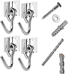 Kit 4 Gancho De Rede Aço Reforçado C/Parafusos E Buchas + Broca