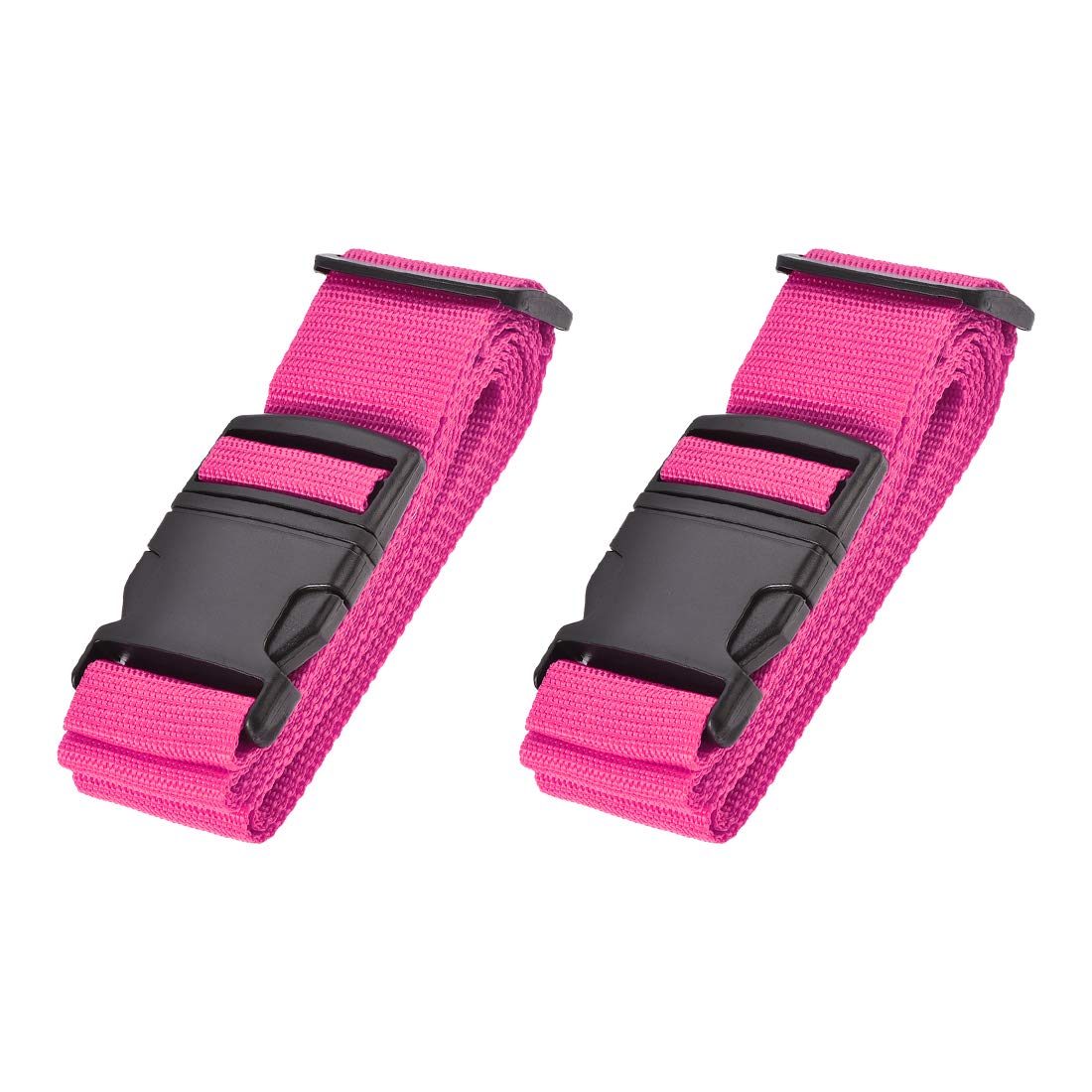 uxcelluxcell Luggage Straps Suitcase Belts with Buckle Label, 2x78 2Mx5cm Adjustable PP Travel Bag Packing Accessories, Rose Red 2Pcs