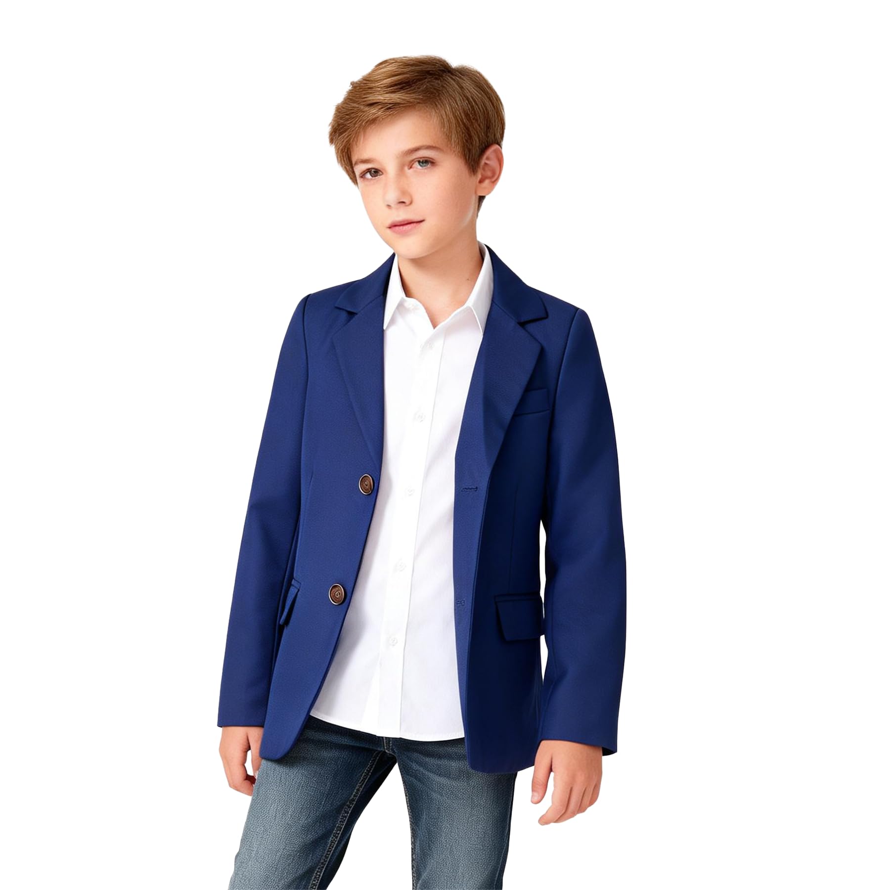 LOLANTA Blazer Casual para Niño, Chaqueta de Traje Lisa, Clásica de Botonadura Simple con Bolsillos de Solapa, 5–12 Años