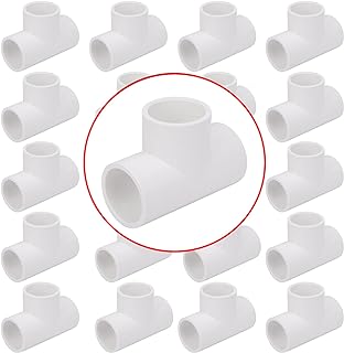 20 Pack 3/4in Tee 3 Way PVC Pipe Fittings Connector, Furniture Build Grade SCH40 Elbow Fitting for DIY Garden Shelf (Socket x Socket Socket) Contractor